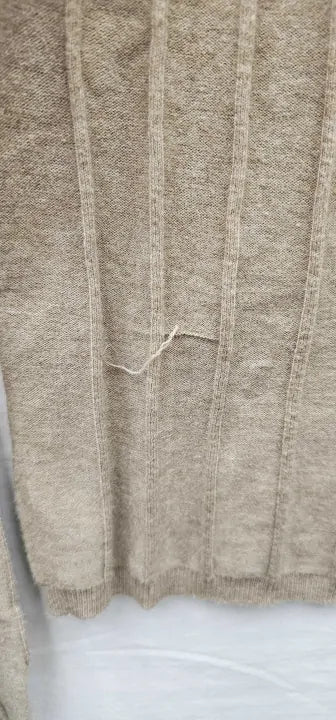 Mango-57065793-09-21-Brown-Brown High Collar Ribbed Knit Jumper-Brown Size: M