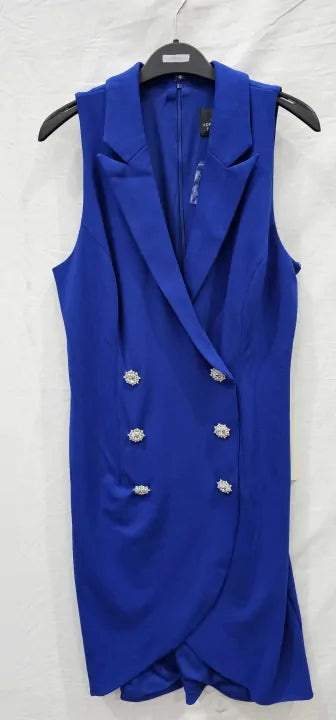 Adrianna Papell - Deep Sapphire Blazer Midi Dress - Blue Size: Uk12