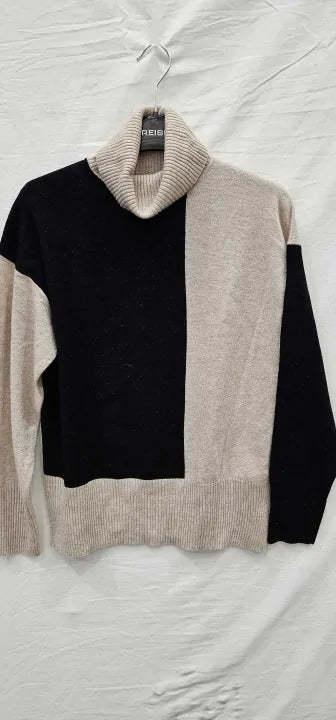 Reiss - Black/Stone Alexis Cashmere Blend Jumper - Beige Size: Xs