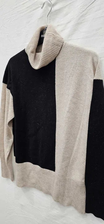 Reiss - Black/Stone Alexis Cashmere Blend Jumper - Beige Size: Xs