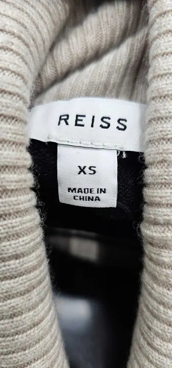 Reiss - Black/Stone Alexis Cashmere Blend Jumper - Beige Size: Xs