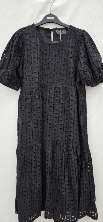 Wyse - Fleurice Broderie Dress - Black - Black Size: Uk12L