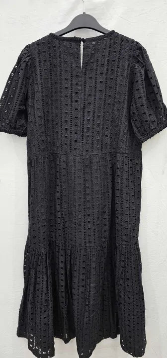 Wyse - Fleurice Broderie Dress - Black - Black Size: Uk12L
