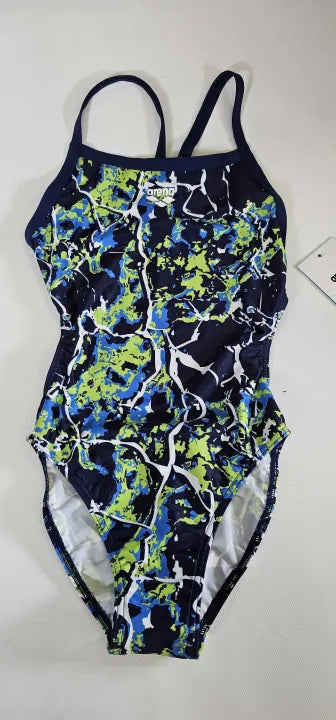Arena Earth Texture Challenge Back Swimsuit - Navy/ Green Size: Uk26