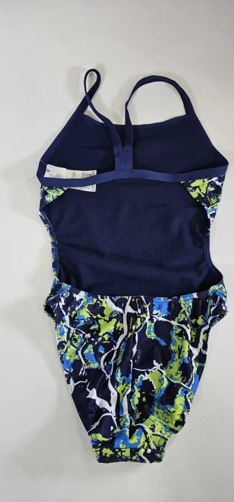 Arena Earth Texture Challenge Back Swimsuit - Navy/ Green Size: Uk26