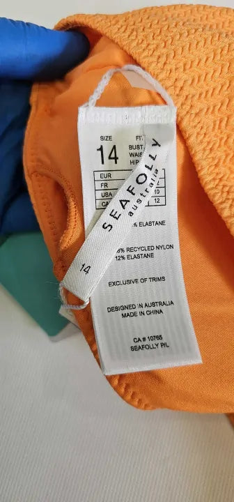 Seafolly - Tango Seadive One Shoulder Top - Orange Size: Uk14