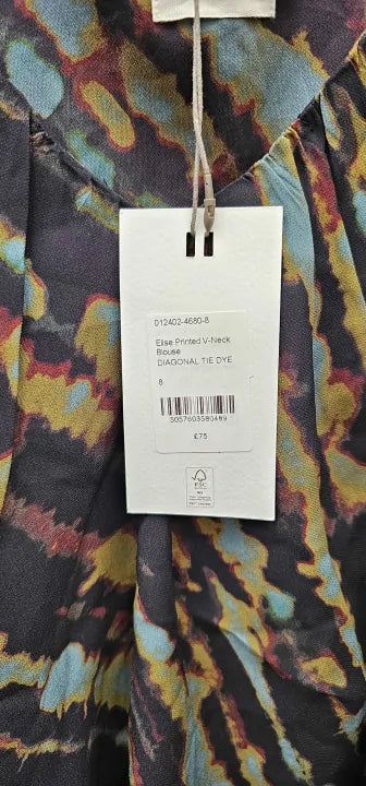 Hush - Green Elise Printed V-Neck Blouse - Green Size: Uk8