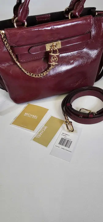 Michael Kors-30F1G9Hs1T95021F-*-Red-Dark Berry Hamilton Legacy Small Belted Satchel-Red