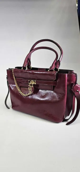 Michael Kors-30F1G9Hs1T95021F-*-Red-Dark Berry Hamilton Legacy Small Belted Satchel-Red