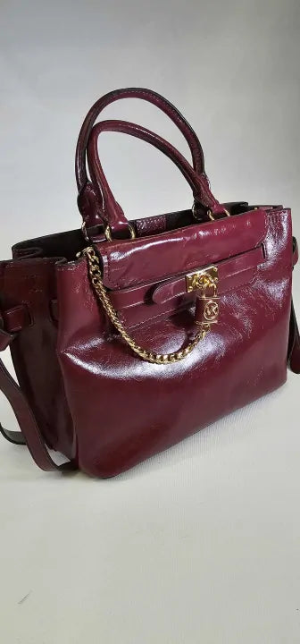 Michael Kors-30F1G9Hs1T95021F-*-Red-Dark Berry Hamilton Legacy Small Belted Satchel-Red