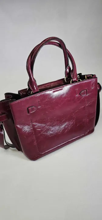 Michael Kors-30F1G9Hs1T95021F-*-Red-Dark Berry Hamilton Legacy Small Belted Satchel-Red
