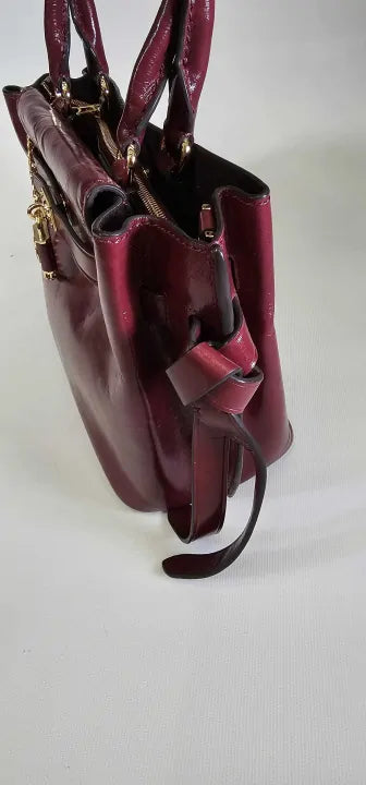 Michael Kors-30F1G9Hs1T95021F-*-Red-Dark Berry Hamilton Legacy Small Belted Satchel-Red