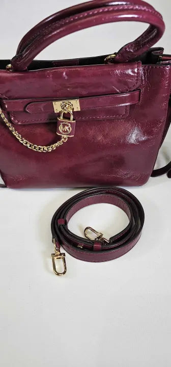 Michael Kors-30F1G9Hs1T95021F-*-Red-Dark Berry Hamilton Legacy Small Belted Satchel-Red