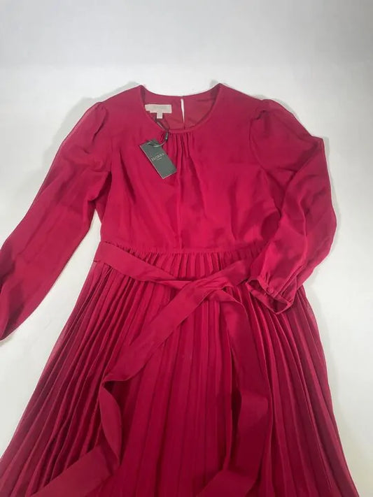Hobbs London - Burgandy Paulina Pleated Dress Size: Uk 12