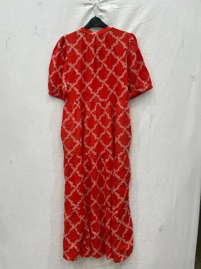 Whistles - Red Daisy Trellis Trapeze Dress Size: Uk 12