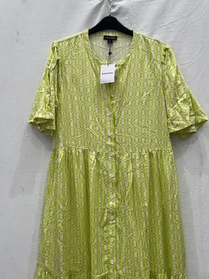 Whistles - Green Link Check Trapeze Dress Size: Uk 12