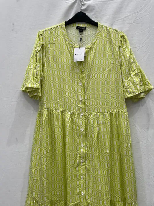 Whistles - Green Link Check Trapeze Dress Size: Uk 12