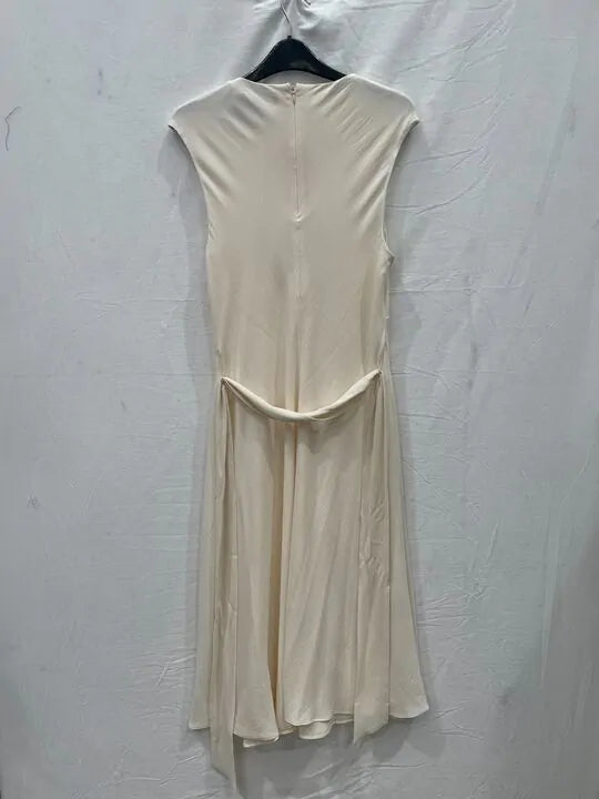 Ralph Lauren - Cream Sleeveless Stretch Midi Dress Size: Uk 6