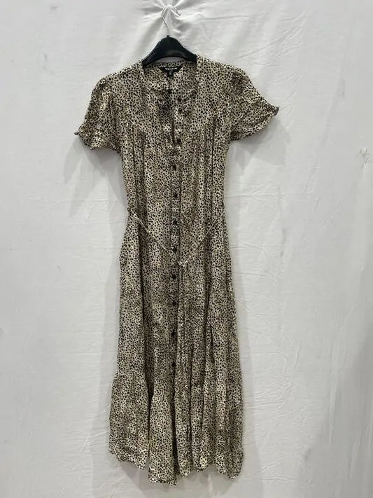 Whistles - Brown Ink Spot Trapeze Dress Size: Uk 10