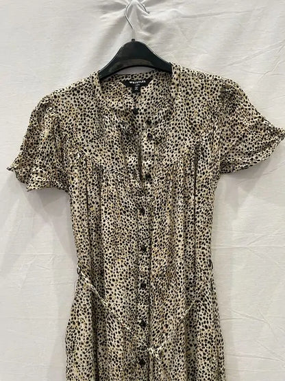 Whistles - Brown Ink Spot Trapeze Dress Size: Uk 10