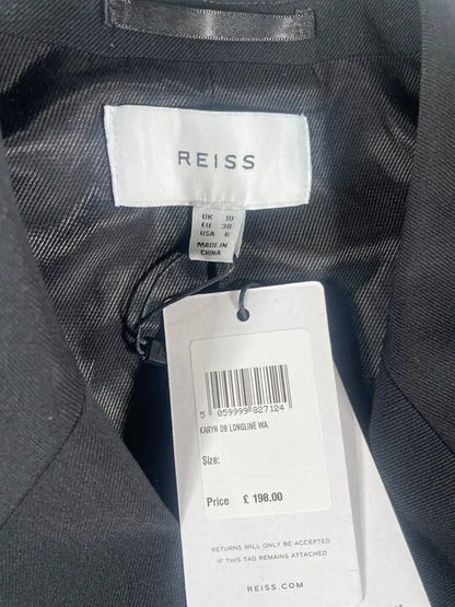 Reiss - Black Karyn Longline Wool Blend Waistcoat Size: Uk 10