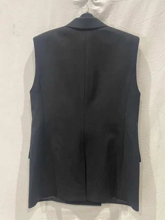 Reiss - Black Karyn Longline Wool Blend Waistcoat Size: Uk 10