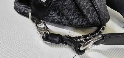 Michael Kors-30F2S04M8M02322F-*-Black-Black And Silver Slater Medium Sling Pack Messenger Bag-Black