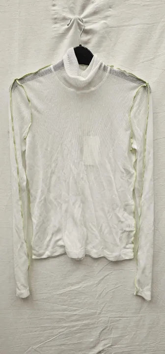 Helmut Lang-N01Hw509100-L-White-White High Neck Sheer Top-White Size: L