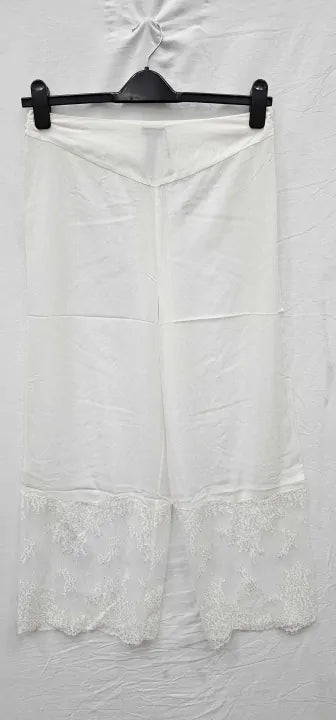 Janet Reger - Silk Chiffon Trousers White - White Size: Uk12