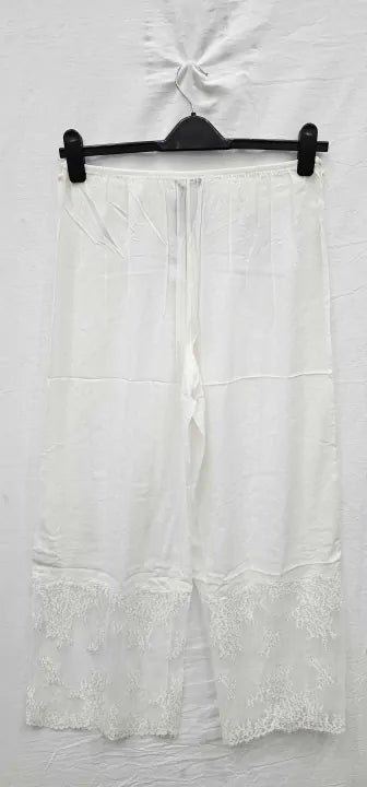 Janet Reger - Silk Chiffon Trousers White - White Size: Uk12