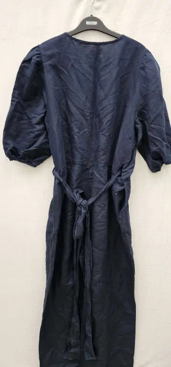 Hush-007409-1676-18-Navy-Navy Paloma Linen Cotton Blend Jumpsuit-Navy Size: Uk18