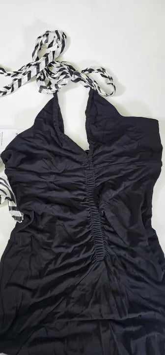 Reiss - Black Iris Tie Neck Maxi Dress - Black Size: Uk10