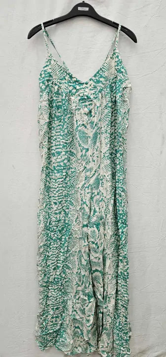 Emerald Safari Print Wide Leg Jumpsuit Size: L