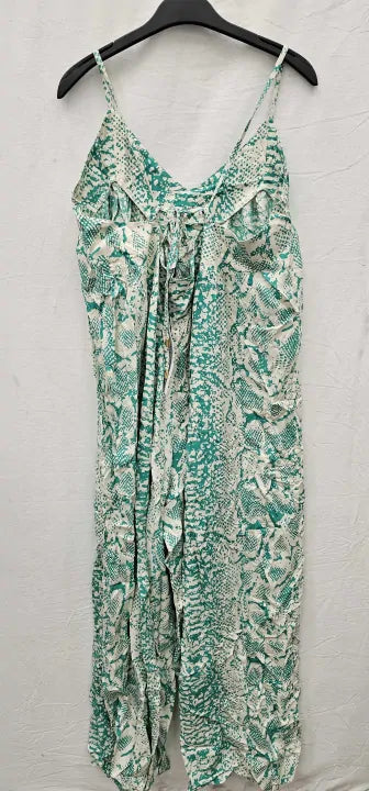 Emerald Safari Print Wide Leg Jumpsuit Size: L