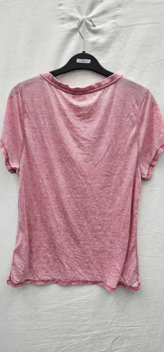 7 For All Mankind-Ssv6210Ma-L-Pink-Pink Andy V-Neck Cotton Blend T-Shirt-Pink Size: L  deal !!