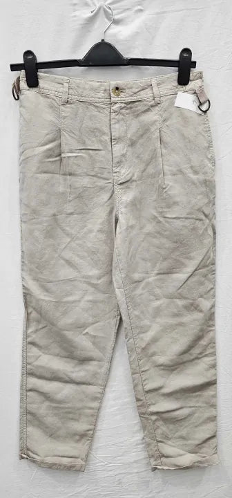 Hush - Beige Robin Relaxed Linen Blend Chinos - Brown Size: Uk10