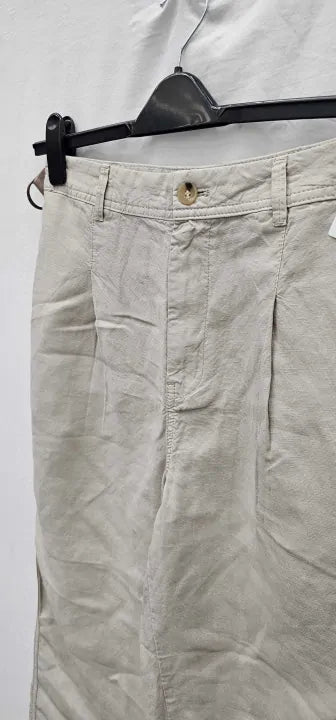 Hush - Beige Robin Relaxed Linen Blend Chinos - Brown Size: Uk10