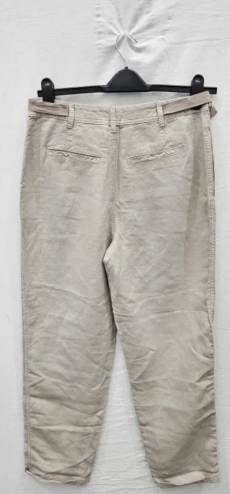 Hush - Beige Robin Relaxed Linen Blend Chinos - Brown Size: Uk10