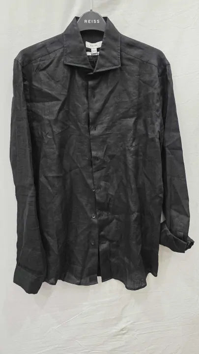 Reiss - Black Rex Linen Shirt  Size: Small