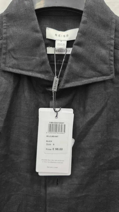 Reiss - Black Rex Linen Shirt  Size: Small