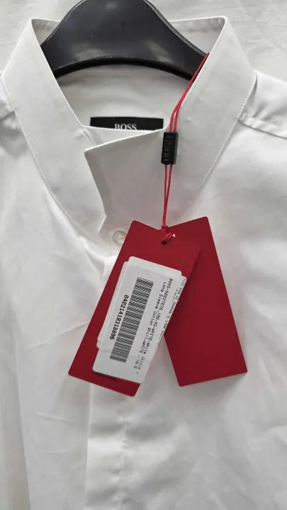 Boss - White Jillik Long Sleeve Cotton Shirt Size: 16.5