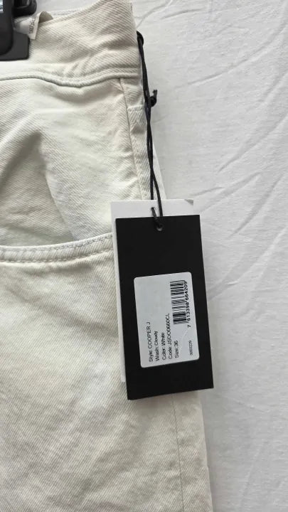 7 For All Mankind - White Cooper Straight Jeans Size: 36