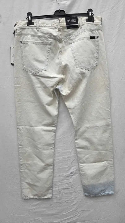 7 For All Mankind - White Cooper Straight Jeans Size: 36