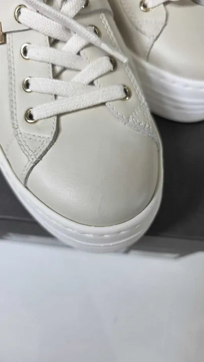 Nerogiardini - Beige Detailed Leather Flatform Trainers Size: Uk 6