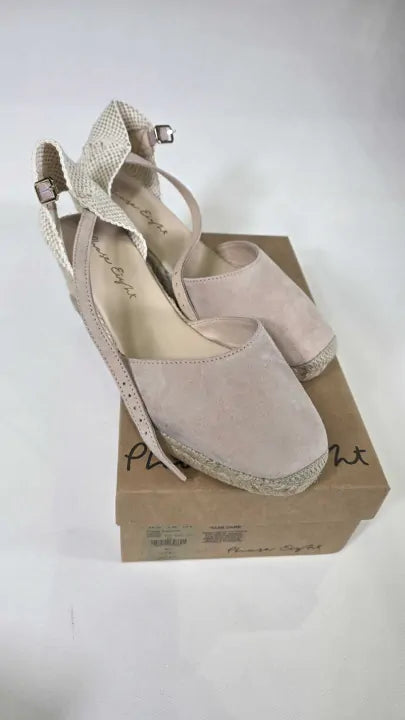 Phase Eight - Pink Wedge Suede Espadrille Sandals Size: Uk 6