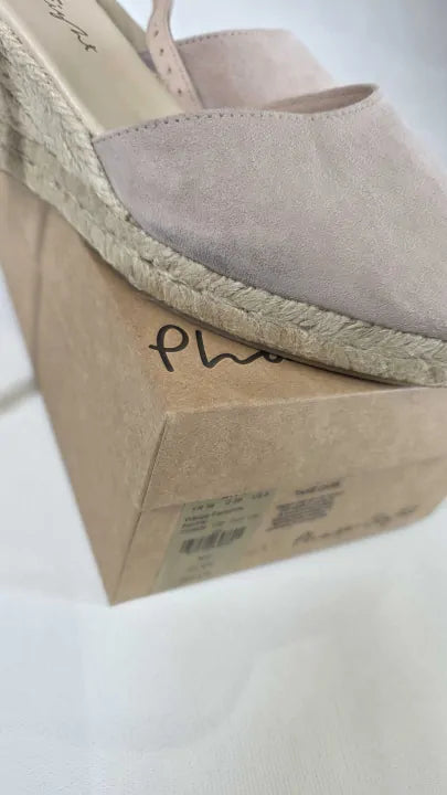 Phase Eight - Pink Wedge Suede Espadrille Sandals Size: Uk 6
