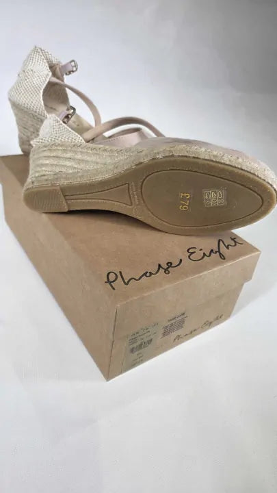 Phase Eight - Pink Wedge Suede Espadrille Sandals Size: Uk 6