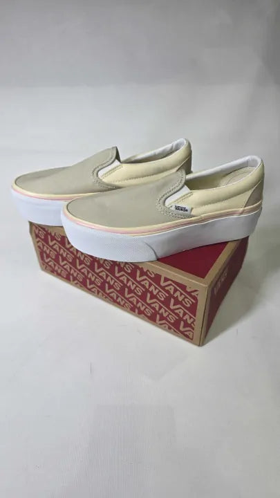 Ans - Women's Beige Classic Stackform Slip On Shoes Size: Uk 3