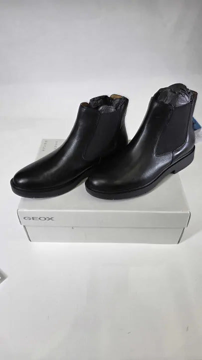 Geox - Women's Black Leather Spherica Ankle Boot Size: Uk 7.5