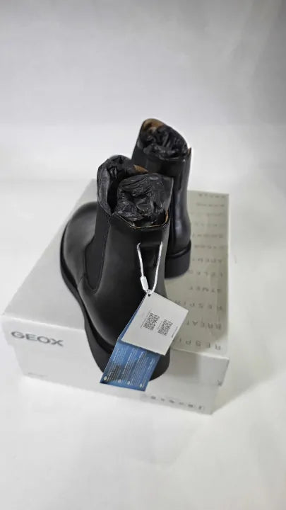 Geox - Women's Black Leather Spherica Ankle Boot Size: Uk 7.5